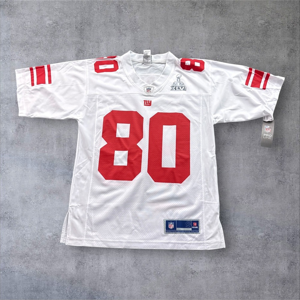 NFL Pro Line New York Giants Jersey Mens Small White Victor Cruz 80 SB XLVI